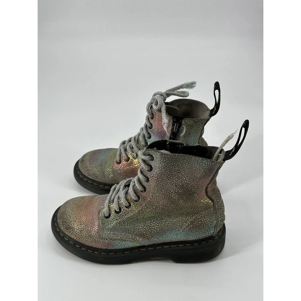 Dr. Martens 1460 Pascal J Rainbow Iridescent Metallic‎ Zip Boots Girls Youth 12